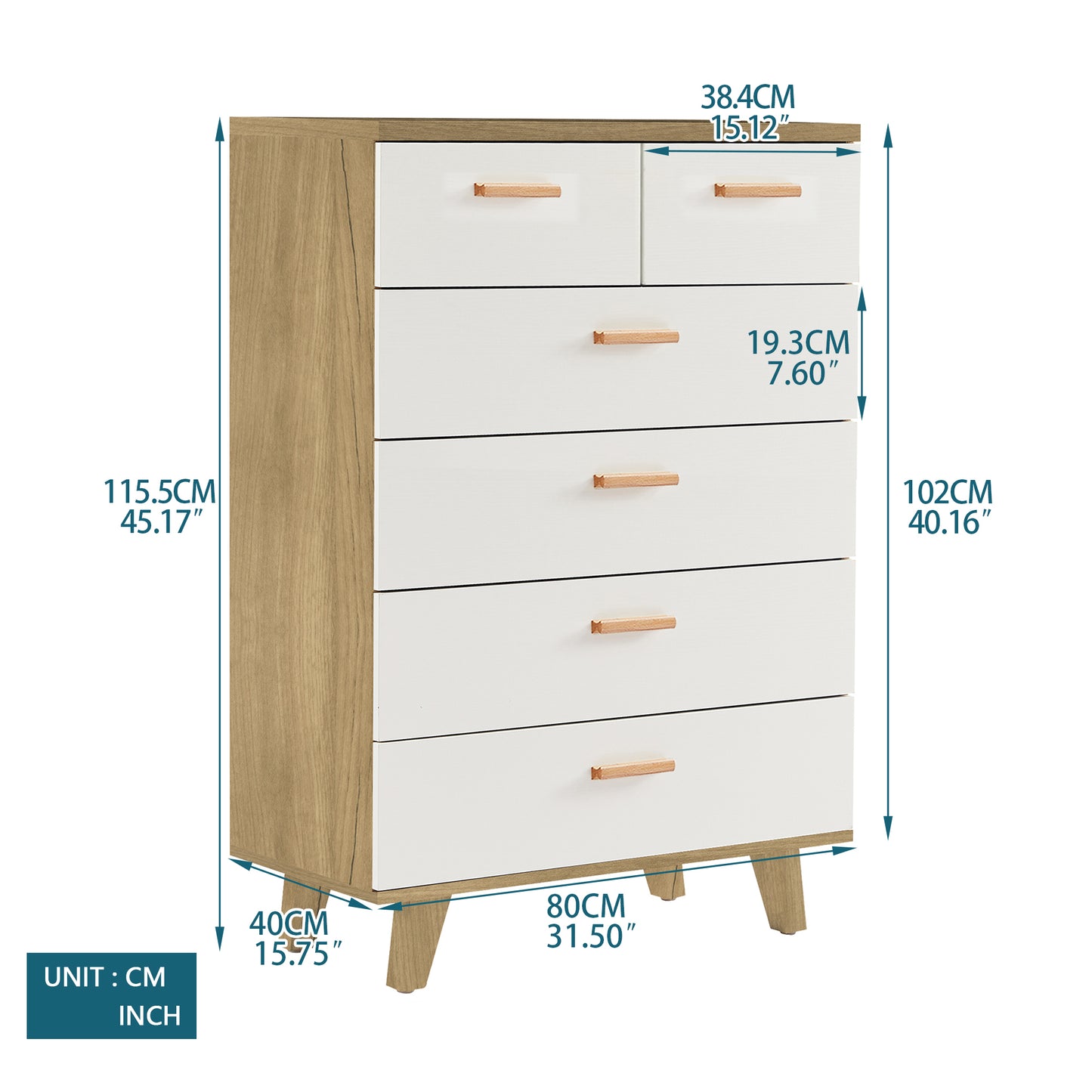 Tall White & Brown Dresser