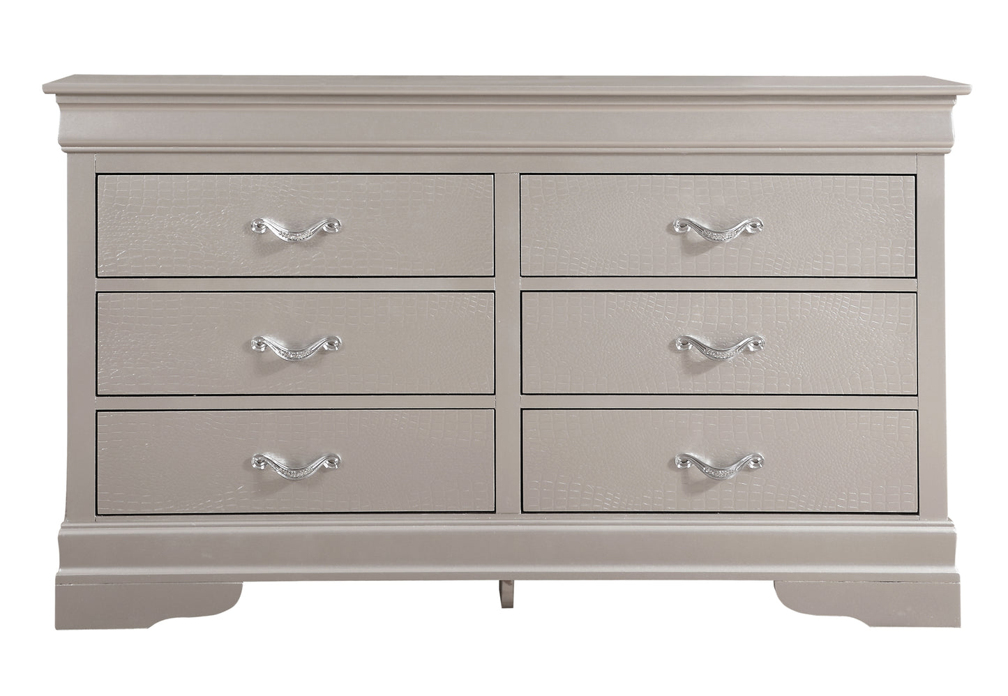 Lorana Taupe Croc 6 Drawer Wide Dresser