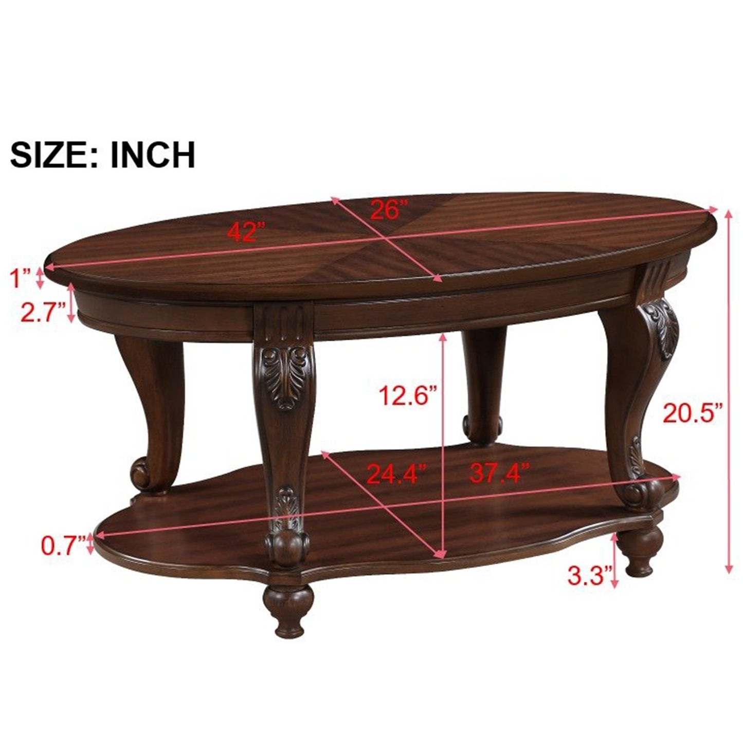 Cherry 3 pc. Oval Coffee Table Set