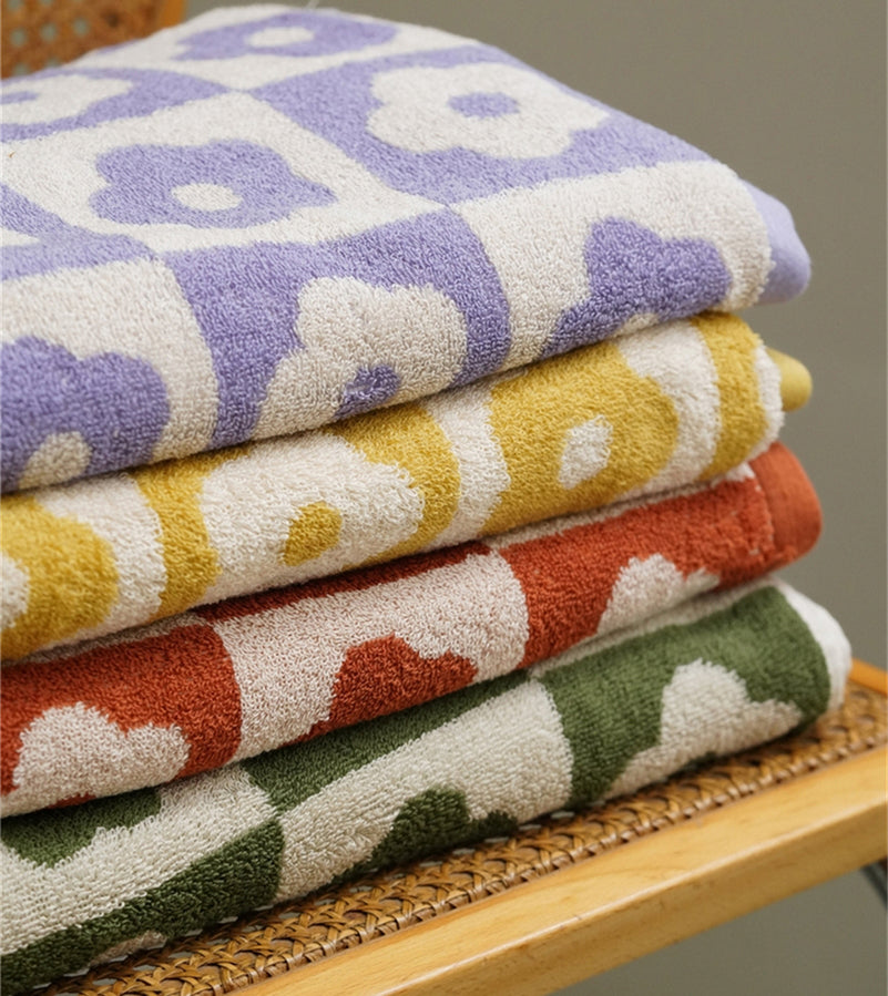 Retro Style Fish Scale Towel Cotton Color.