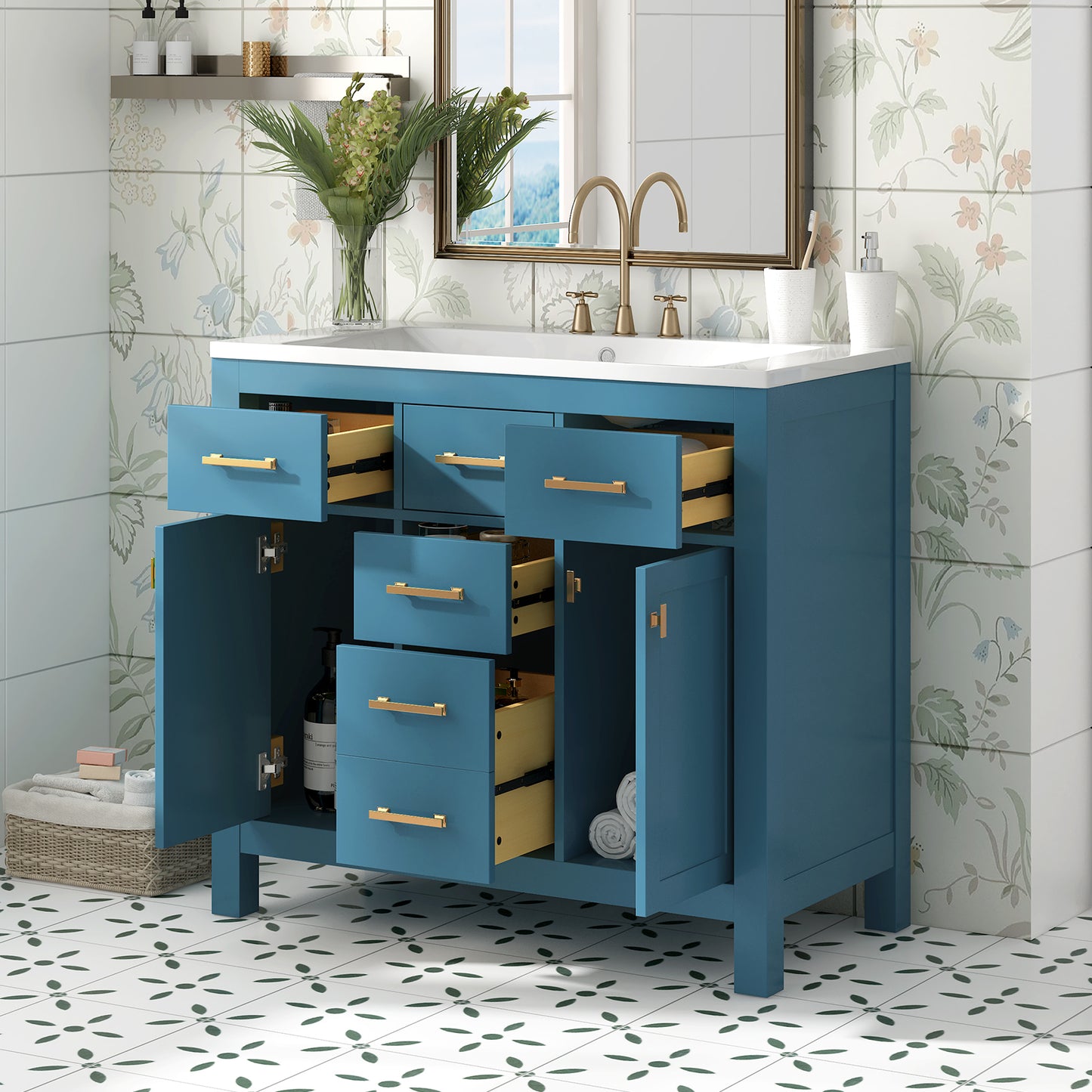 Blue Bathroom Vanity Sink Combo