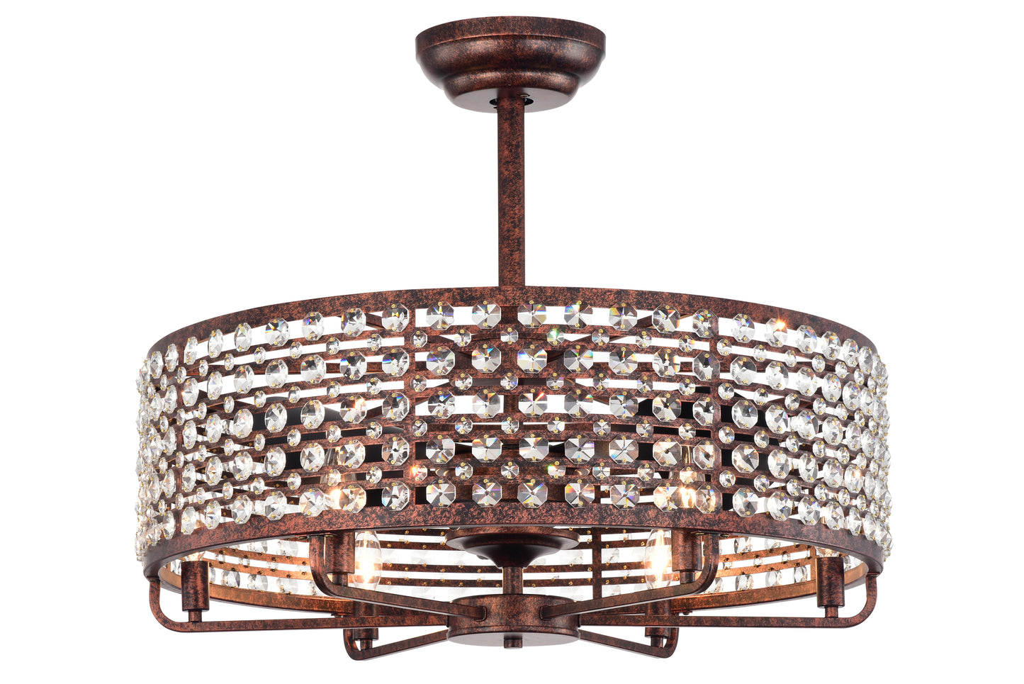 Rustic Crystal Ceiling Fan Light