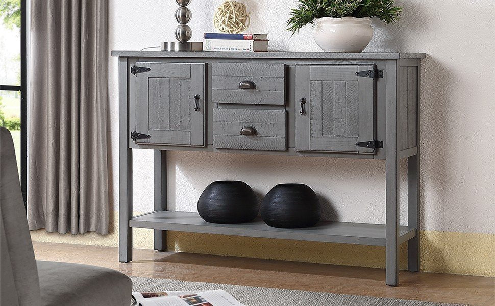 Antique Gray Sideboard Console Table