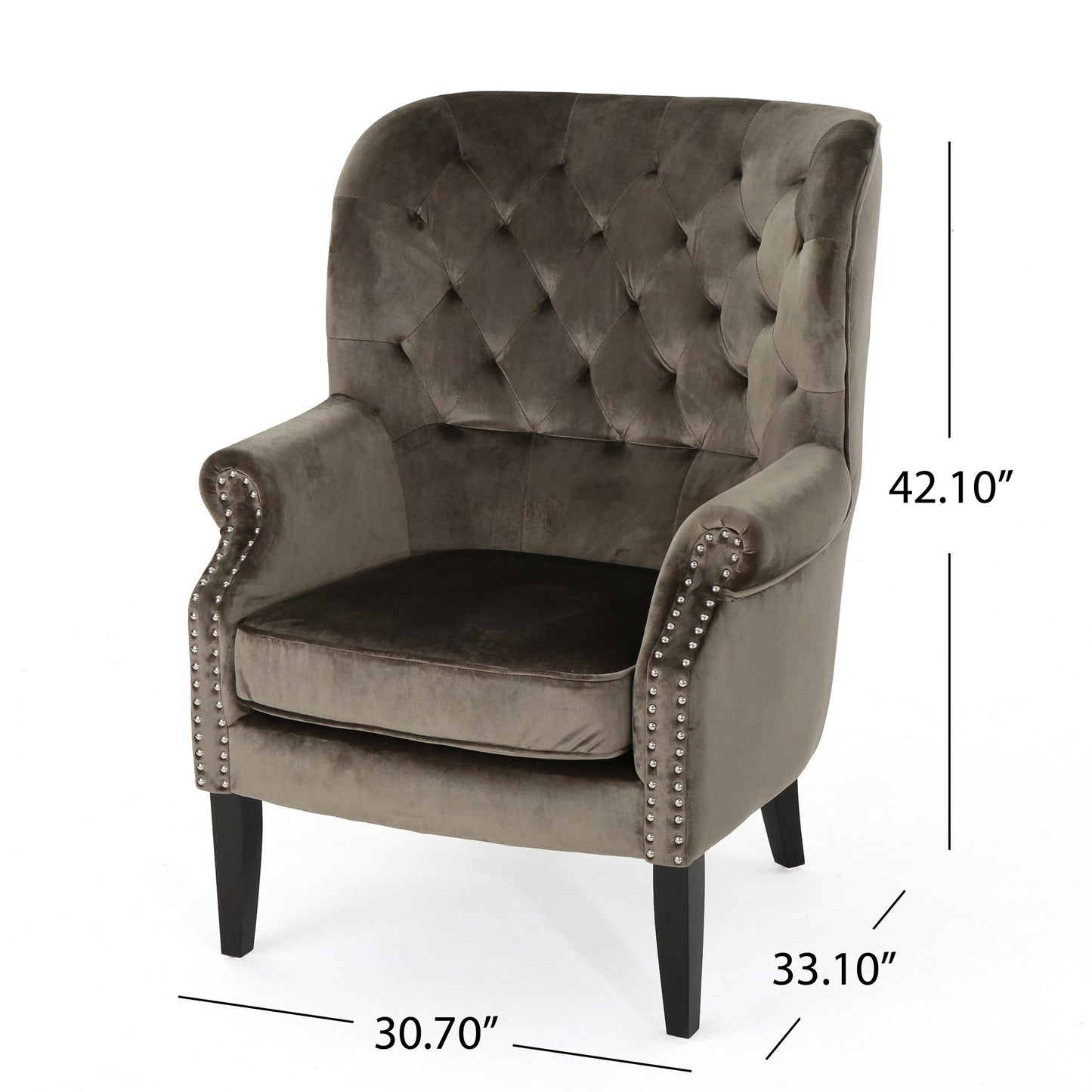 Platinum Tufted Velvet Wingback Club Chair