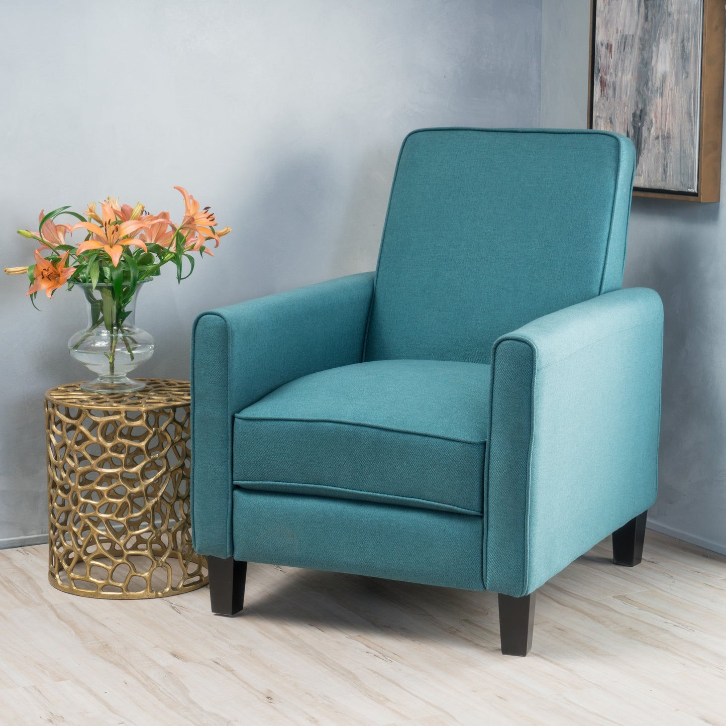 Teal Linen Push Back Chair for Elegant Home Décor