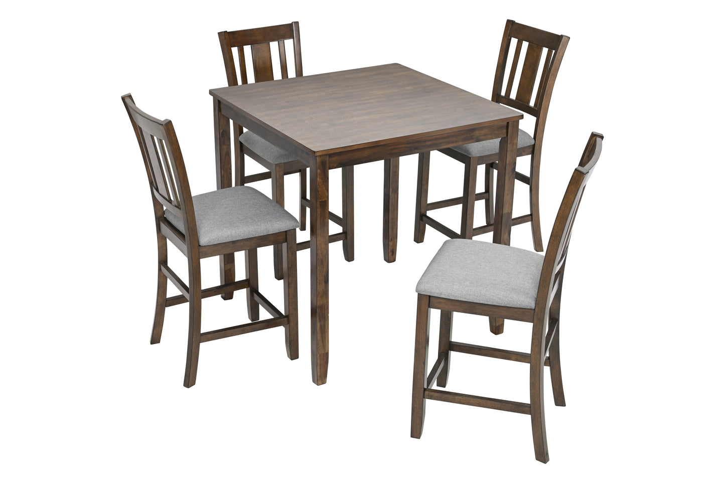 Walnut 5 Piece Counter High Dining Set