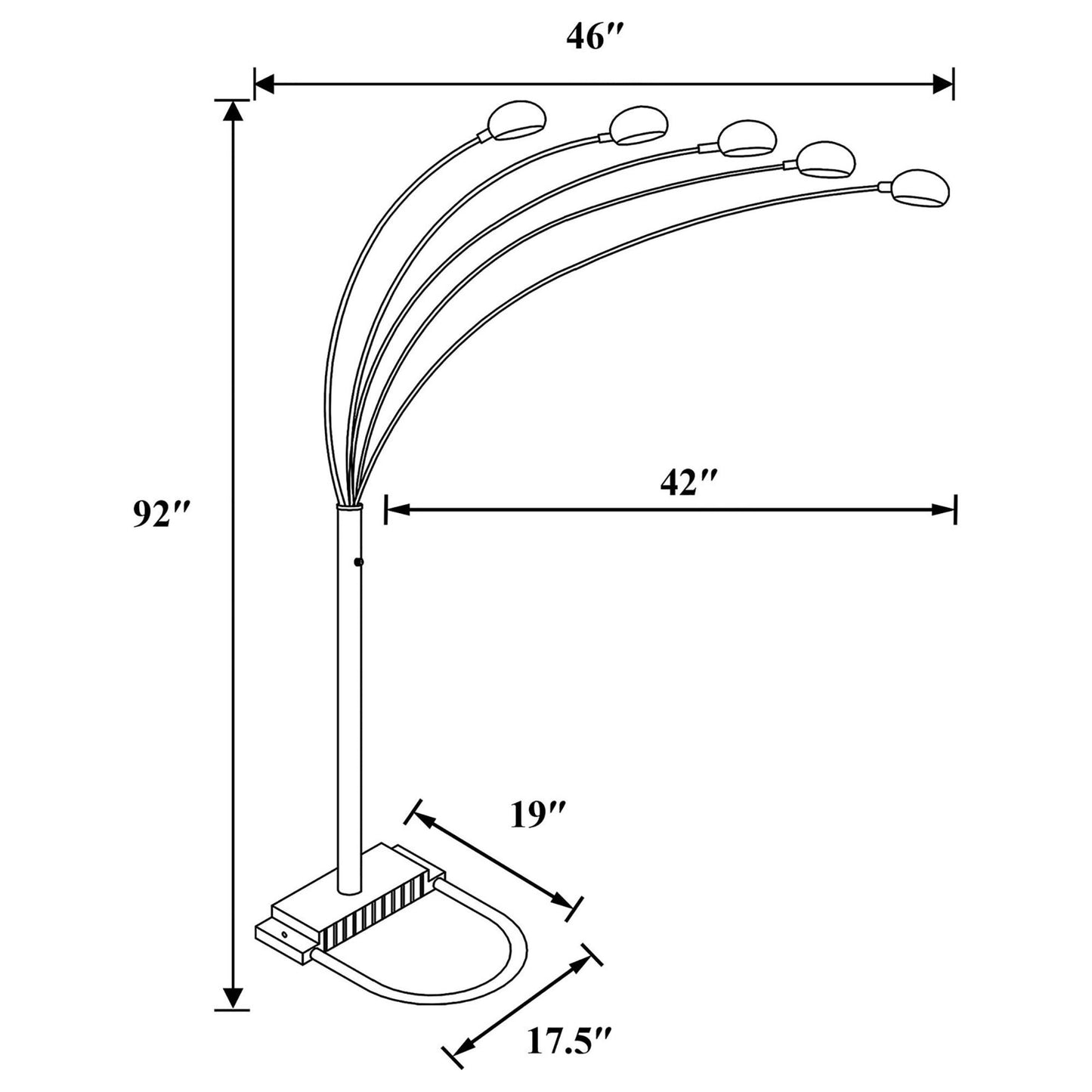 Satin Black 5-light Floor Lamp