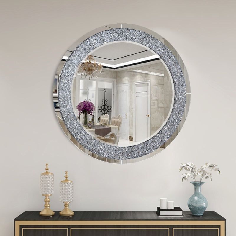 Round Crushed Diamond Wall Mirror