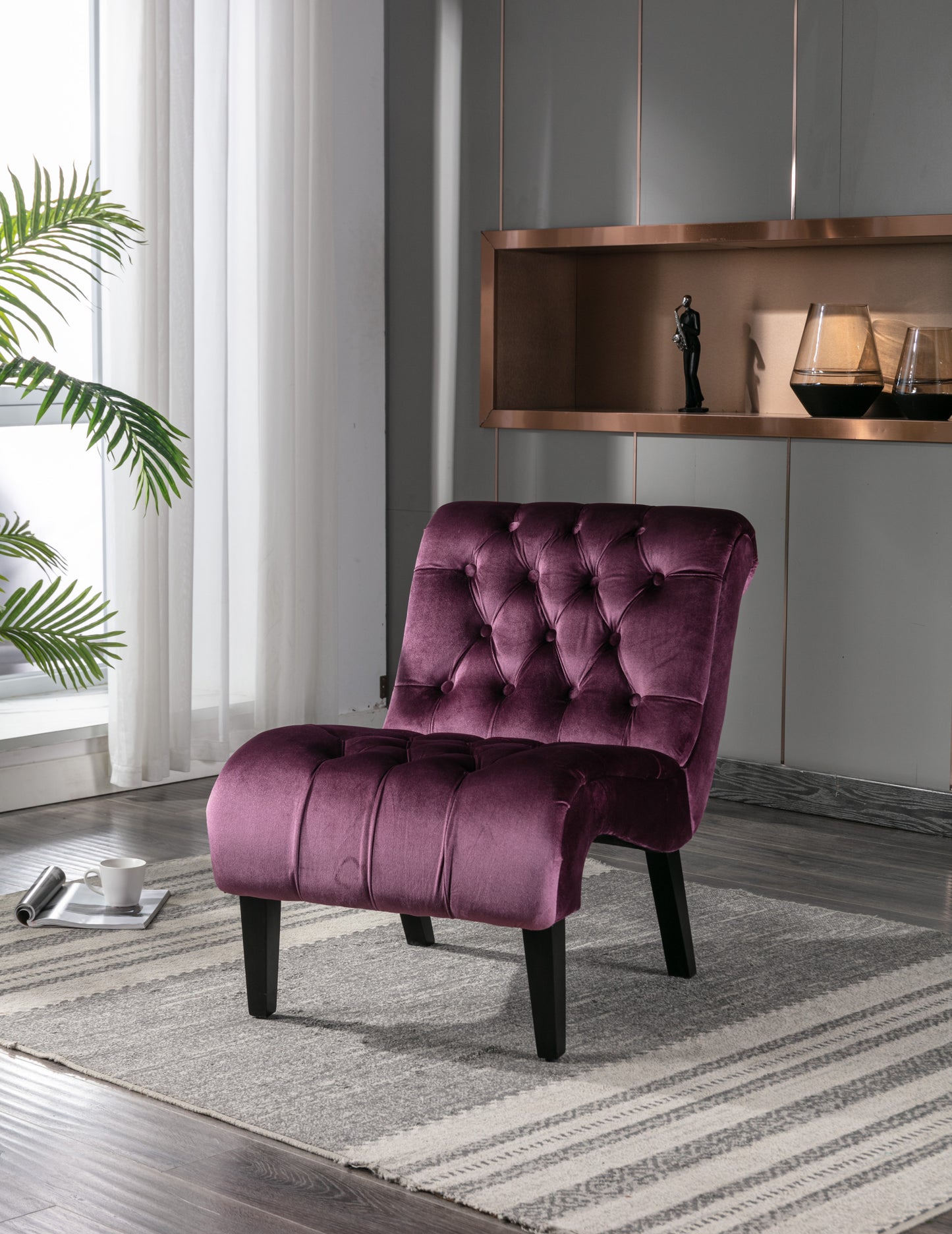 Modern Purple Tufted Velvet Chaise