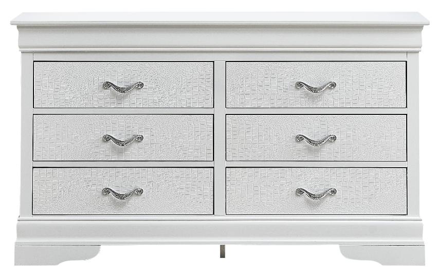 Lorana Silver Champagne Wide 6 Drawer Dresser