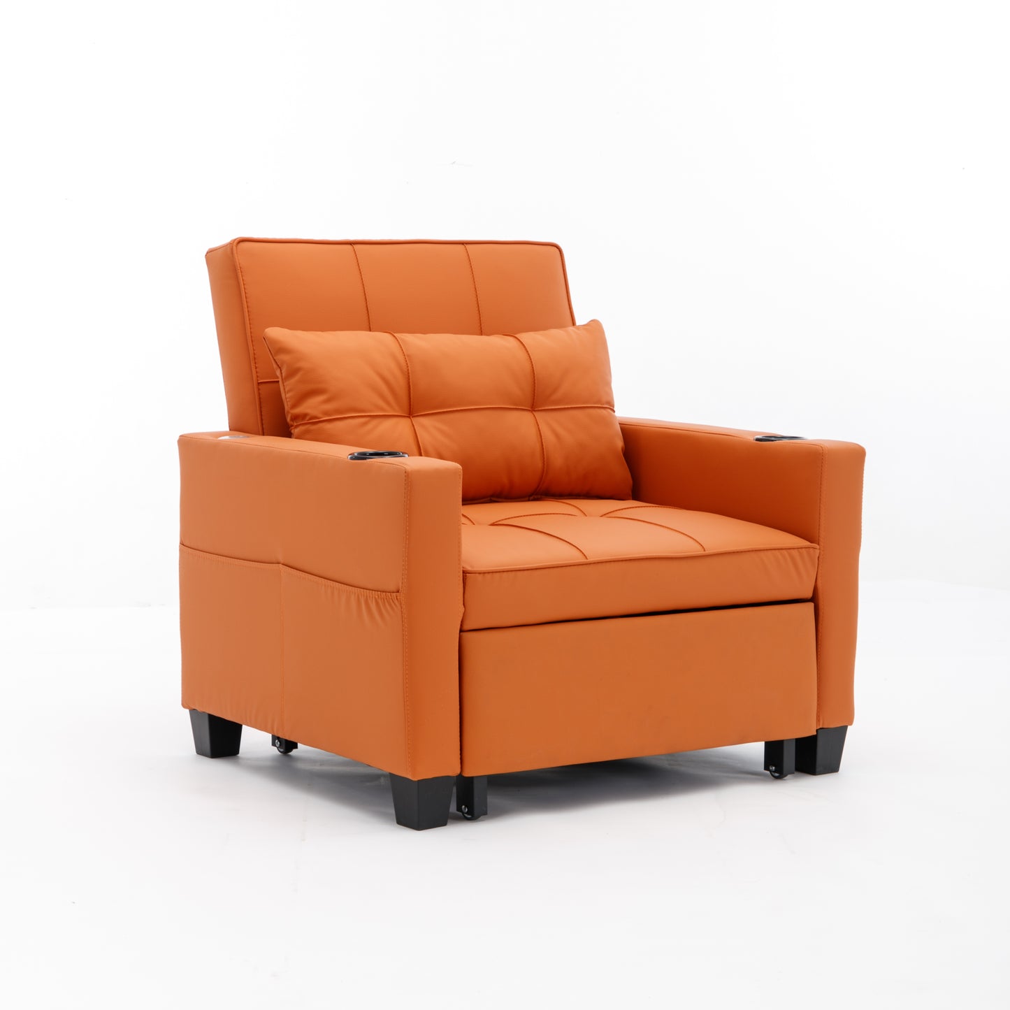 Orange Leather 3-in-1 Convertible Chair