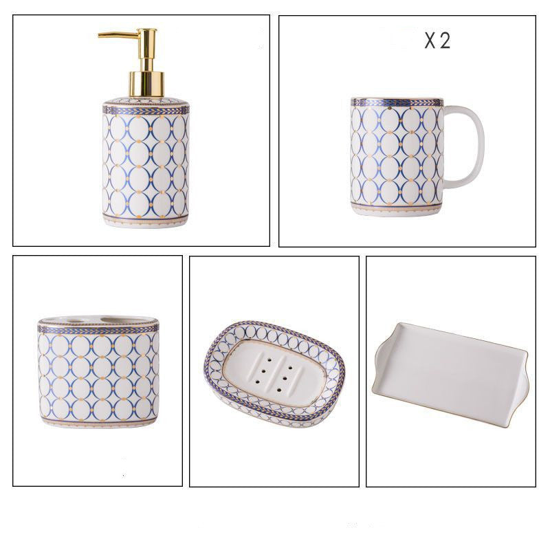 Fancy Ceramic Five-piece Bathroom Set