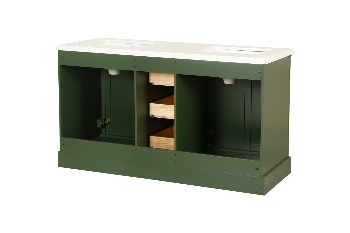 Green 60" Double Sink Vanity with Marble Countertop