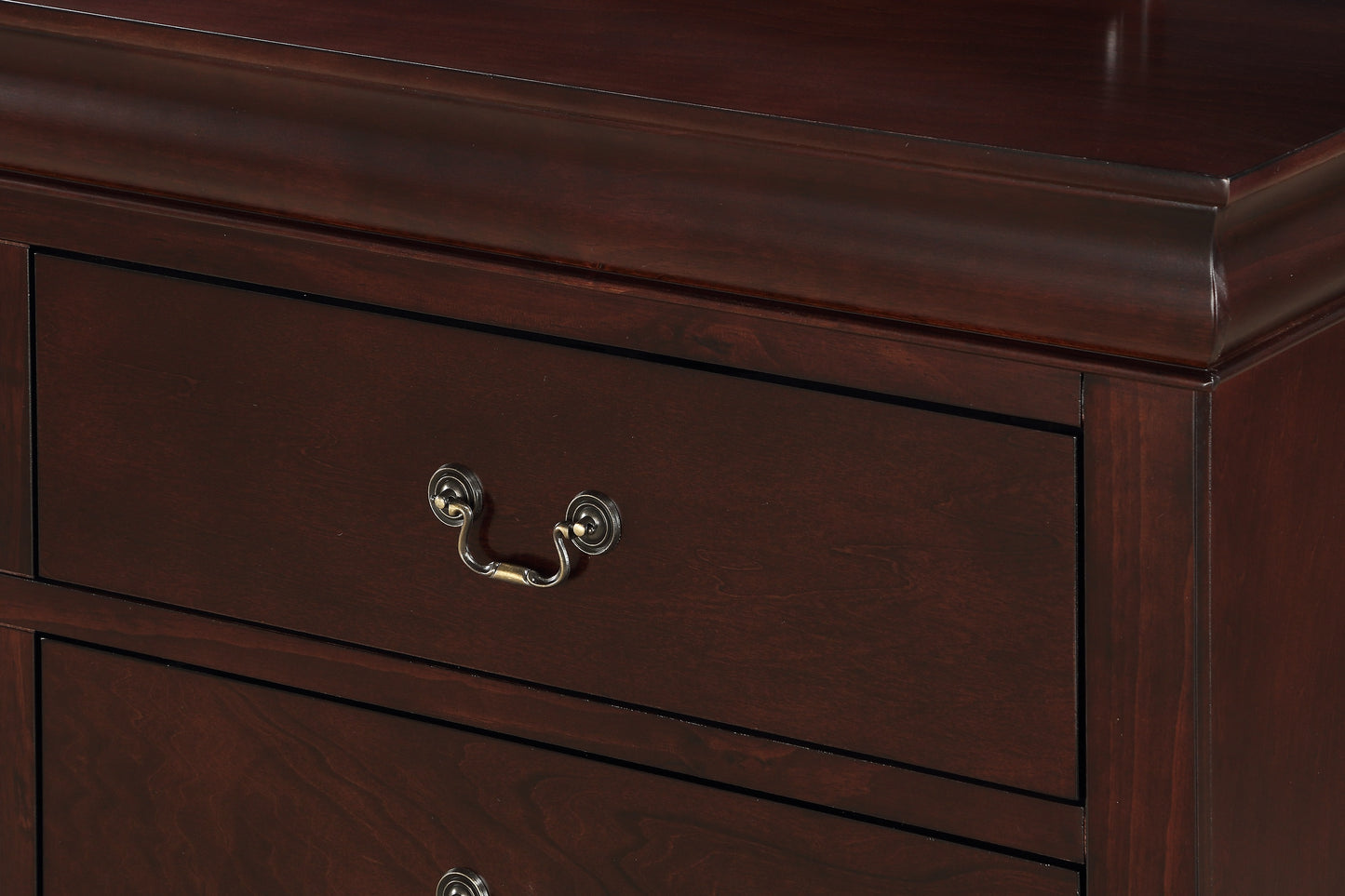 Tall Cherry Finish Five Drawer Louis Philip Chest