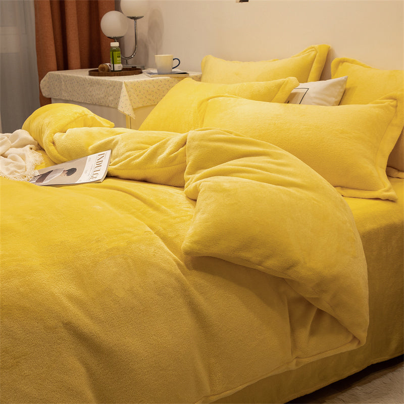 Four-piece Plush Double-sided Fleece Warm Duvet Cover.