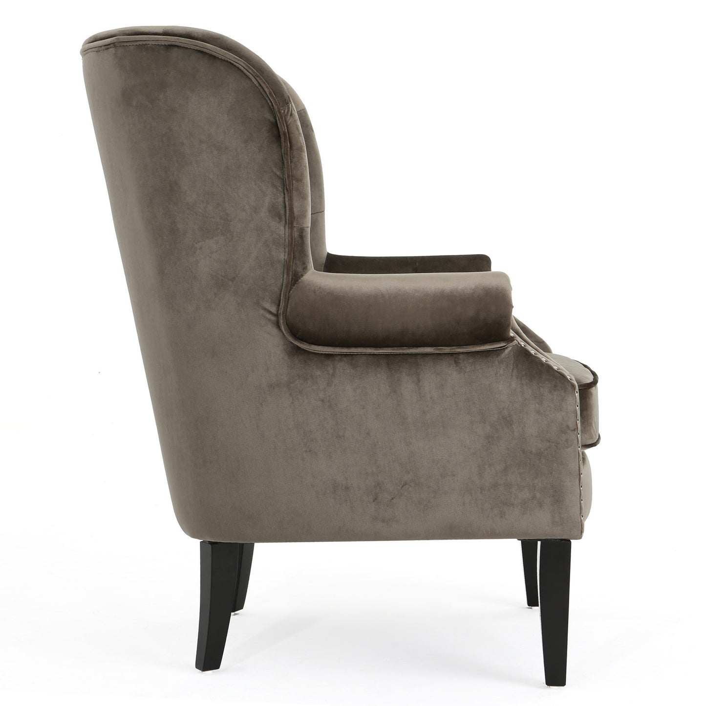 Platinum Tufted Velvet Wingback Club Chair