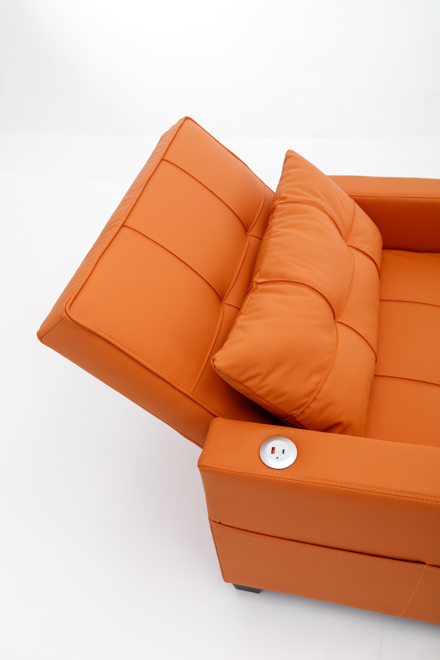 Orange Leather 3-in-1 Convertible Chair