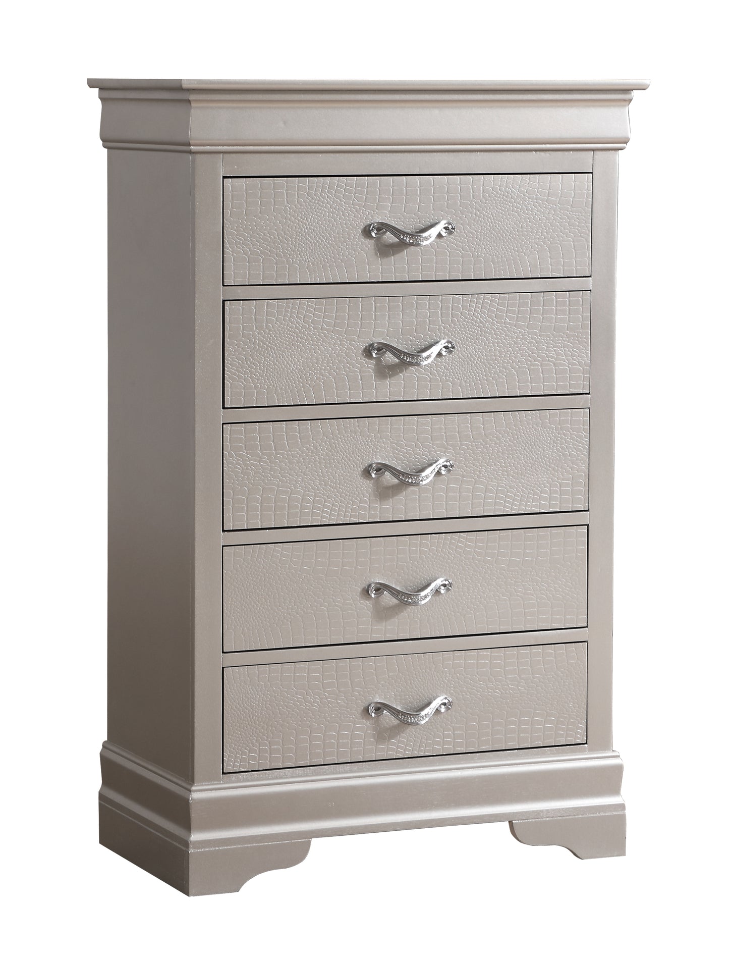 Lorana Taupe Croc Tall 5 Drawer Dresser