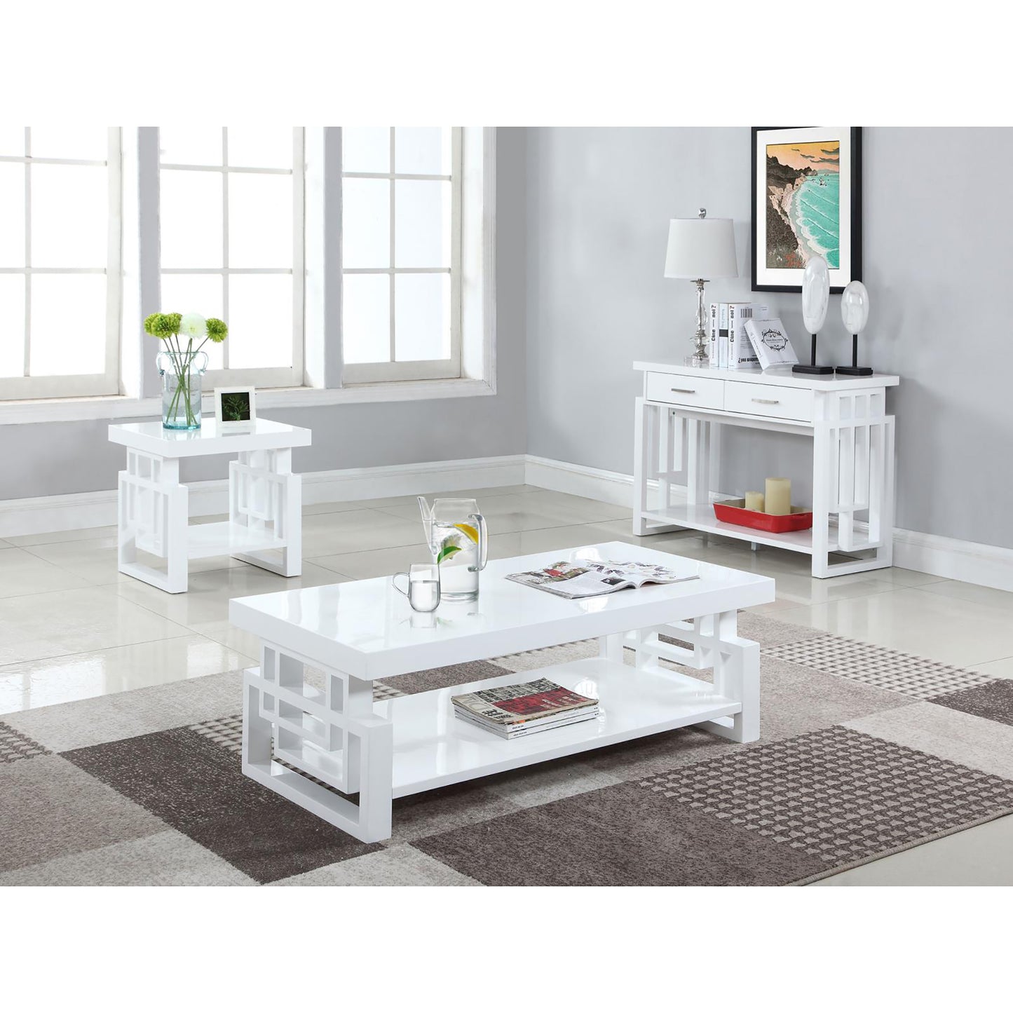 High Gloss White Rectangular Coffee Table