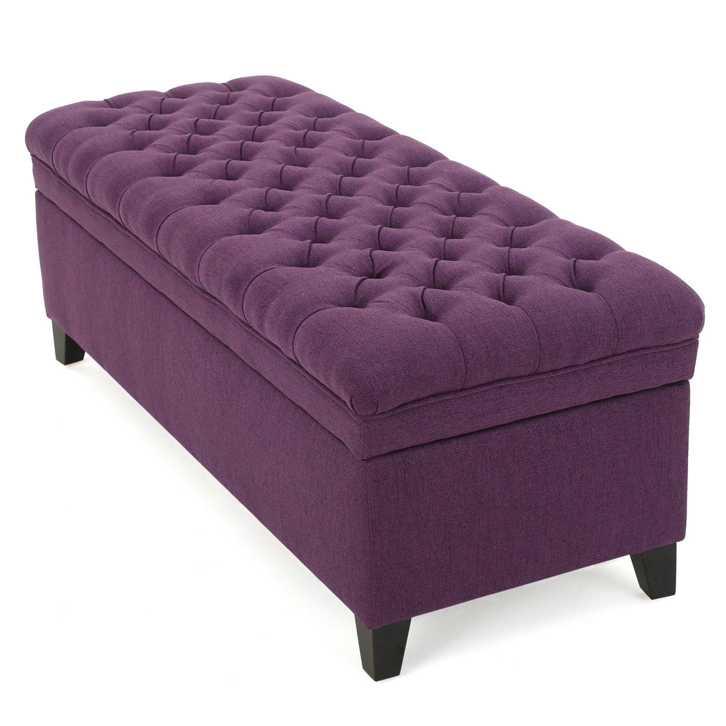 Purple Button Tufted Velvet Storage Bench