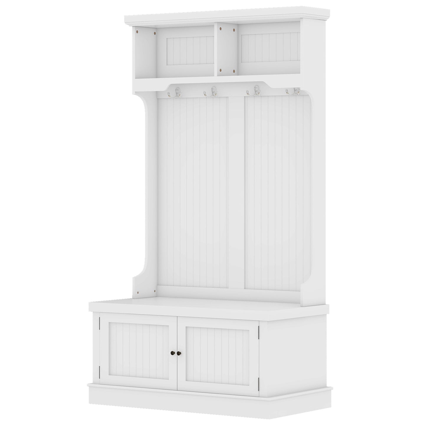 White Entryway 4-in-1 Design Coat Racks with Storage Bench