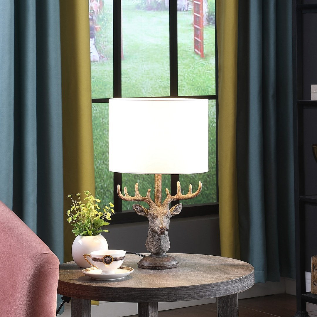 Rustic 18" Deer Bust Table Lamp