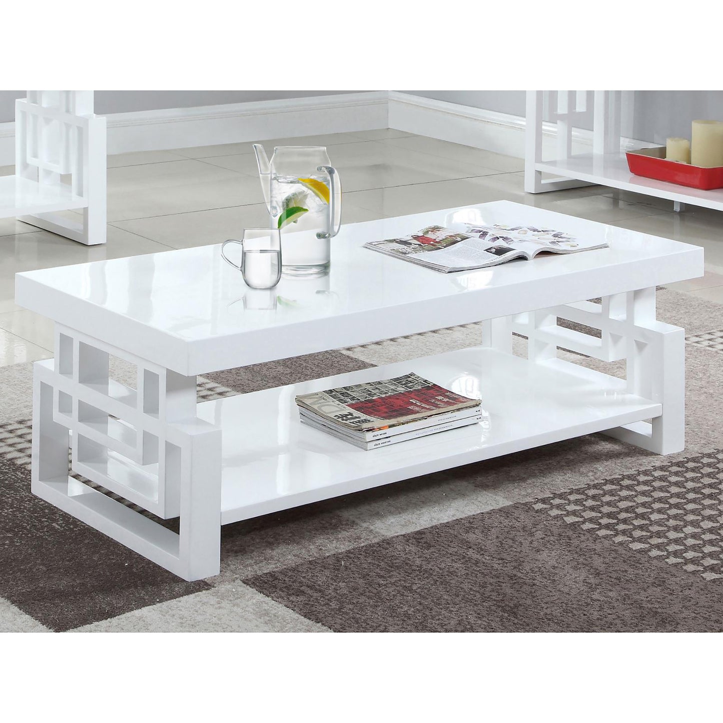 High Gloss White Rectangular Coffee Table