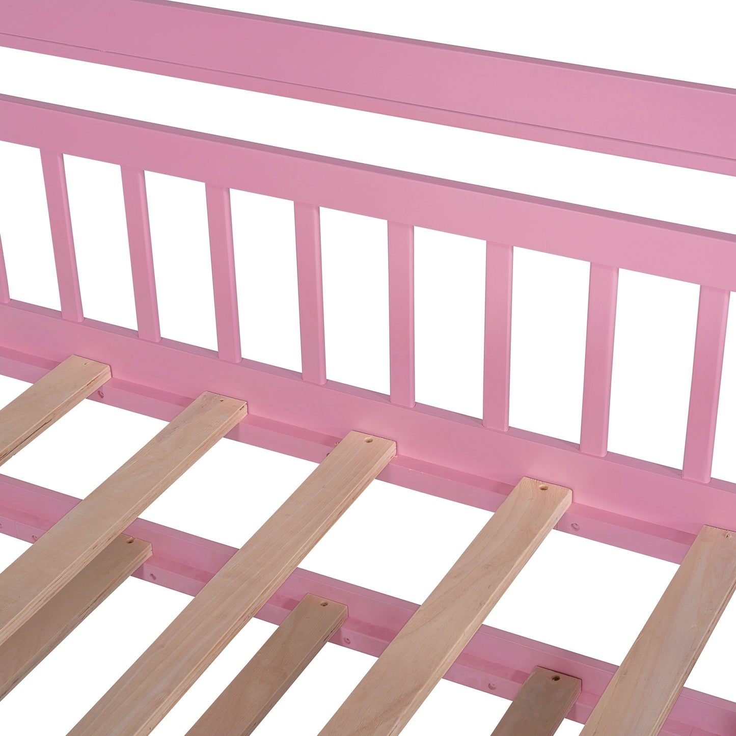 Pink Wooden Twin Size House Bed