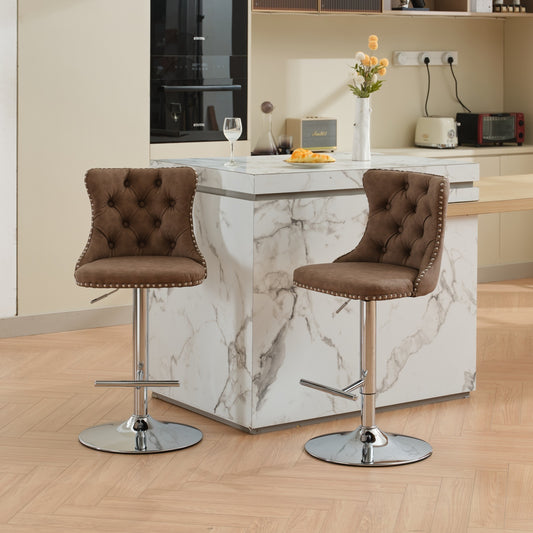 Swivel Brown PU leather Barstools