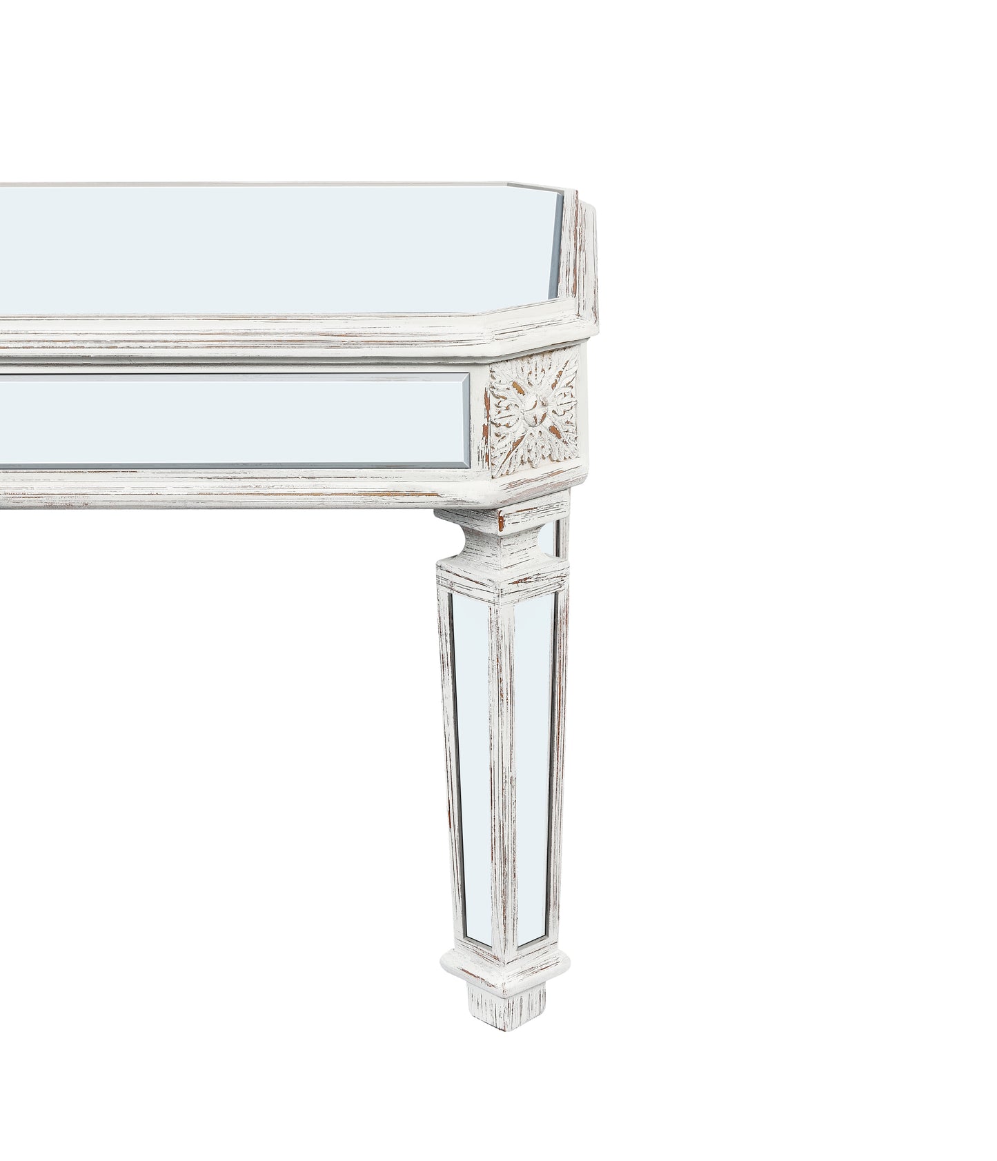 Silver Carved Mirrored Rectangle Coffee Table