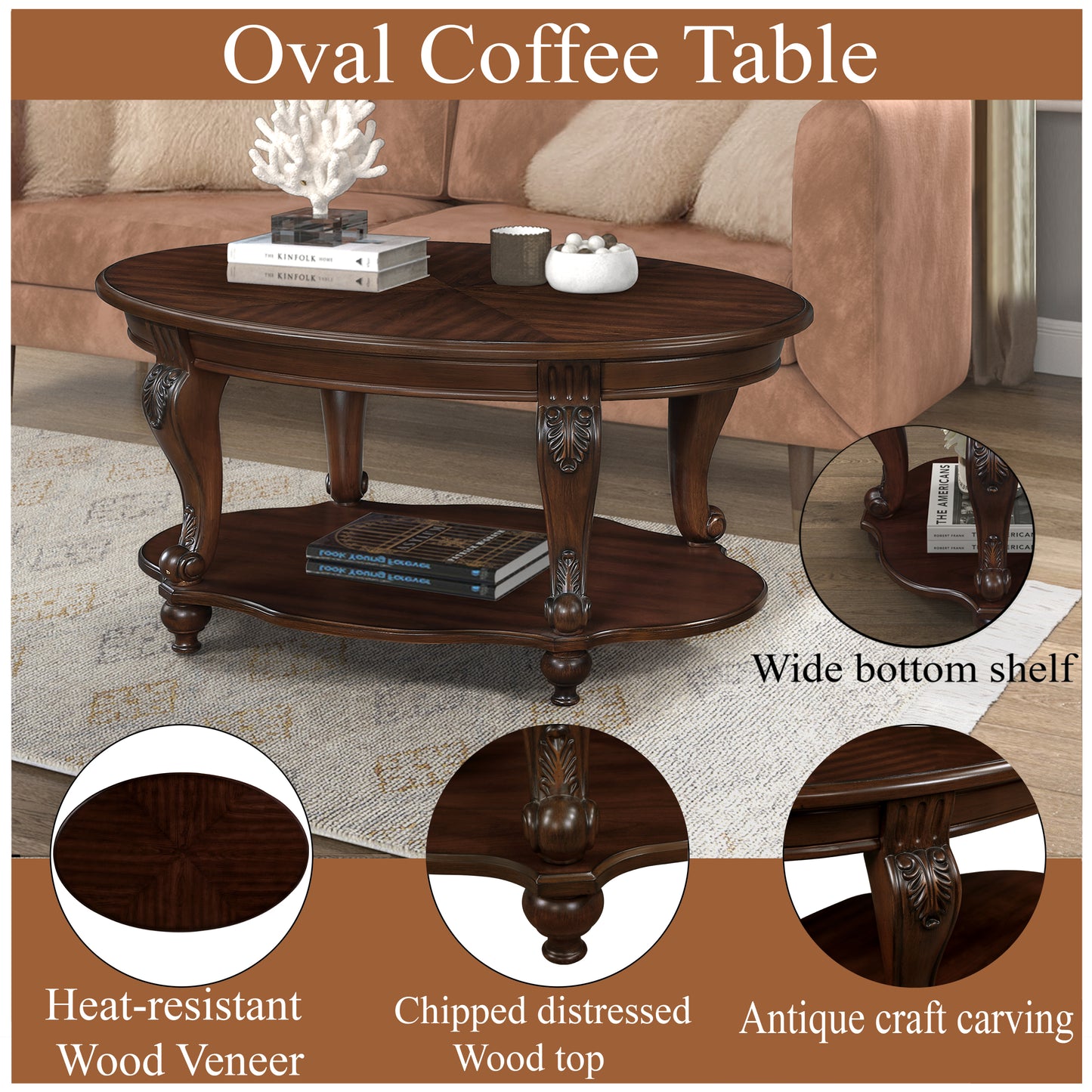 Cherry 3 pc. Oval Coffee Table Set