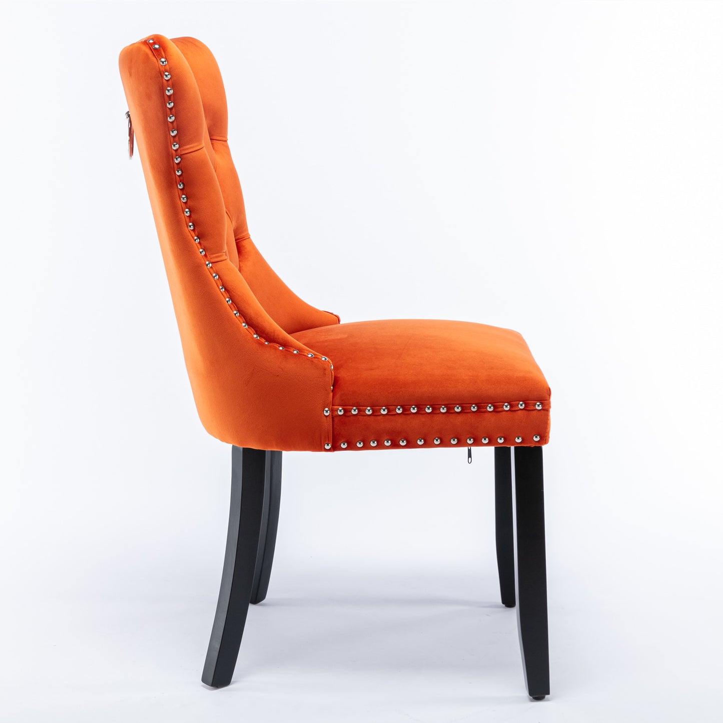 High-End Orange Button Tufted Velvet Dining Chairs 2-Pcs Set