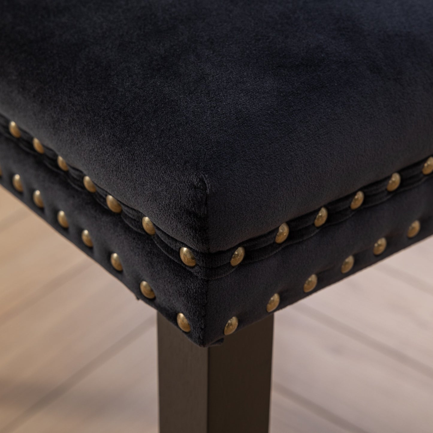 Unique Tufted Black Velvet Wingback Dining Chairs