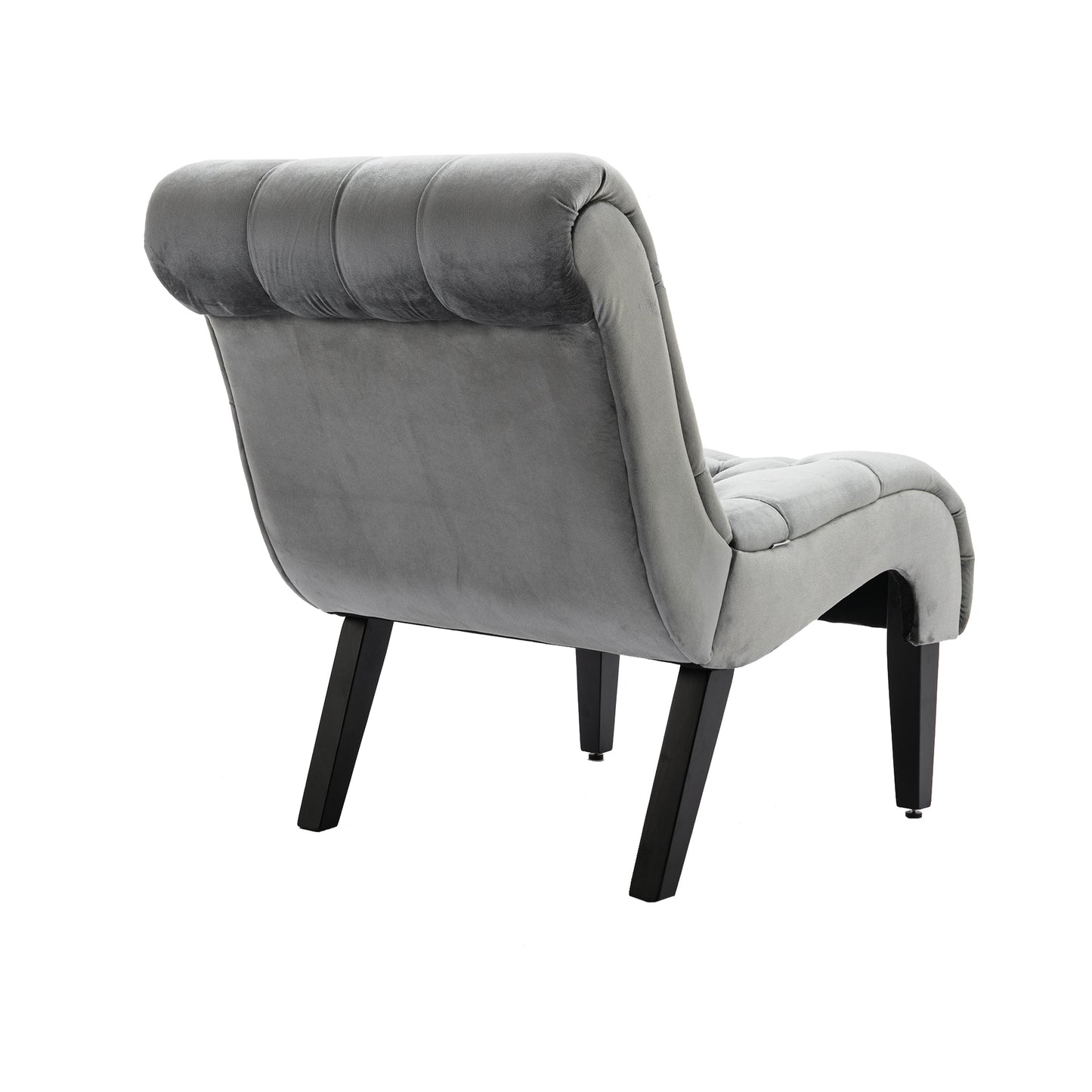 Modern Grey Button Tufted Velvet Armless Recliner