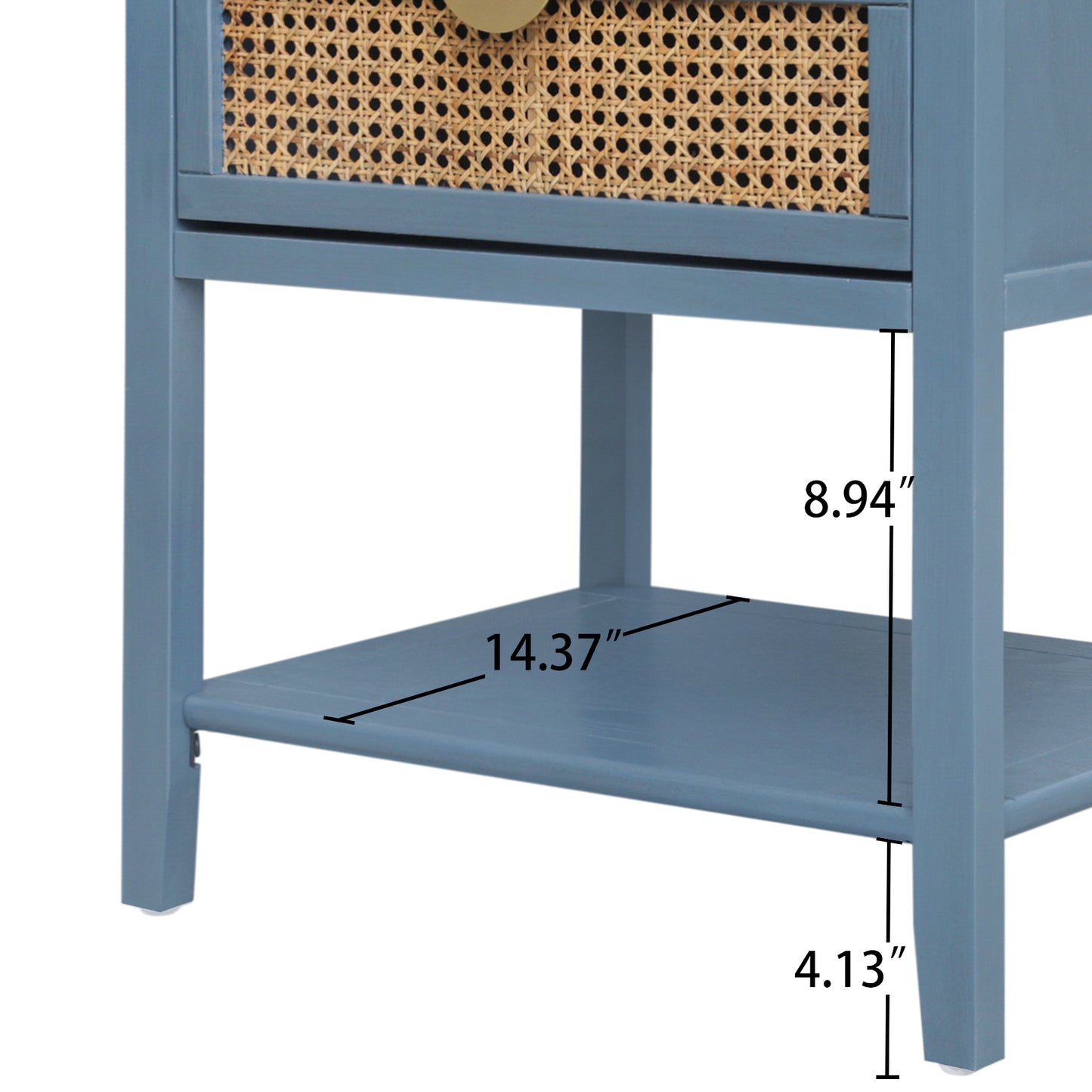 Blue Rattan 2 Drawer Side Table