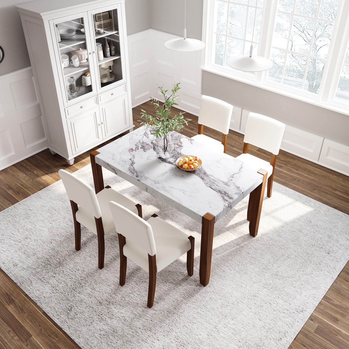 Faux Marble 5-Piece Dining Set