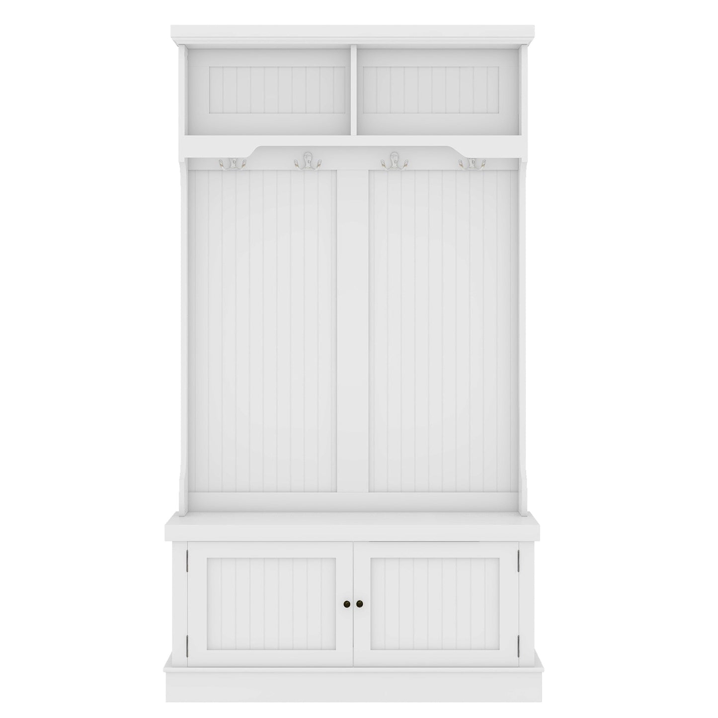 White Entryway 4-in-1 Design Coat Racks with Storage Bench