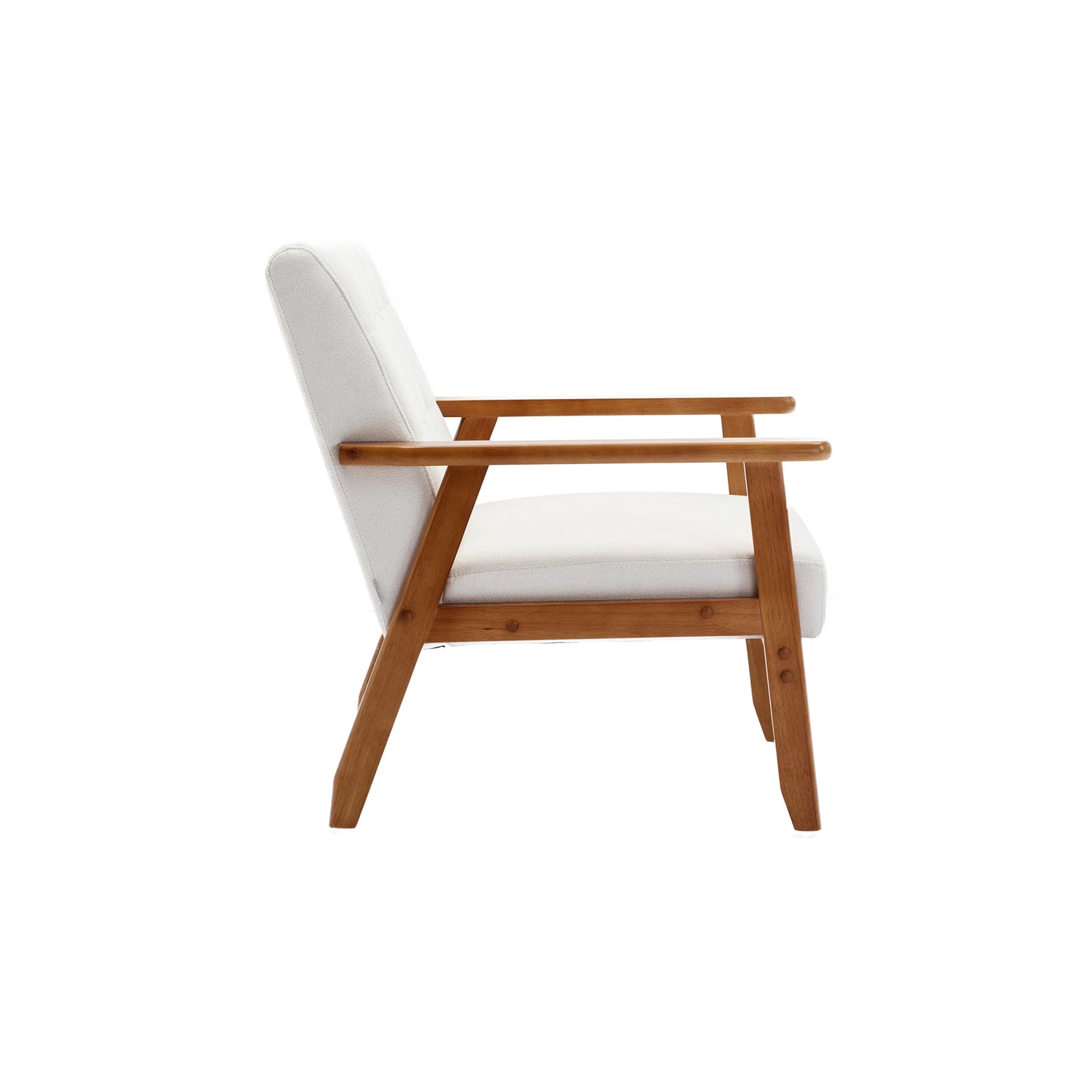 White Cushioned Rubberwood Accent Chair and Table