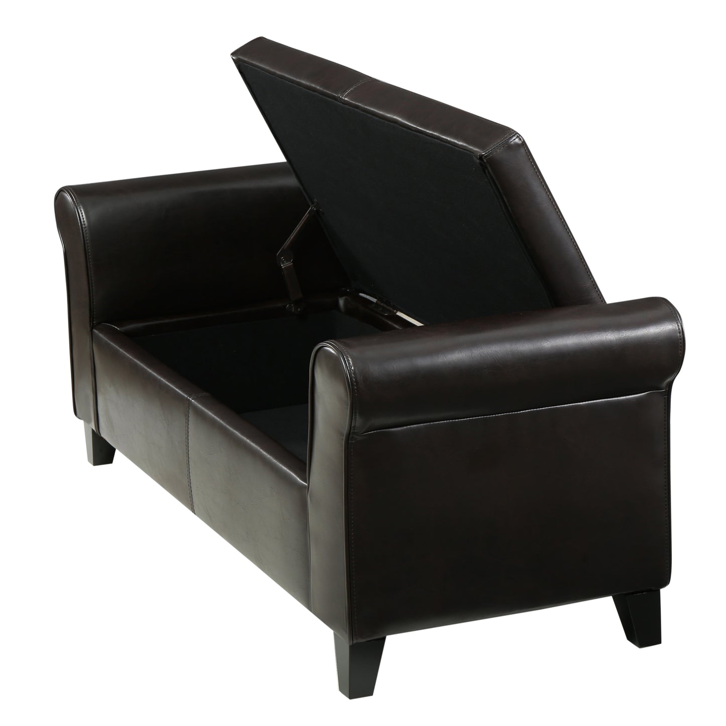 Brown PU Leather Storage Bench