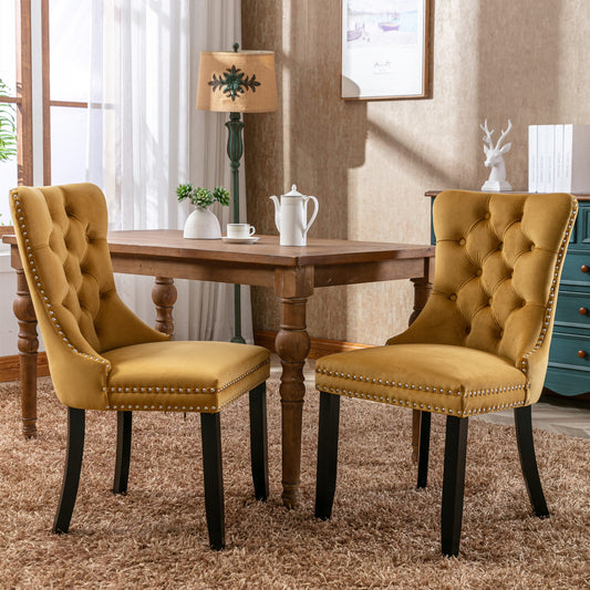 Golden High-End Tufted Velvet Dining Chairs 2pk