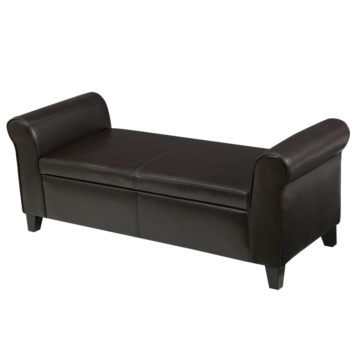 Brown PU Leather Storage Bench