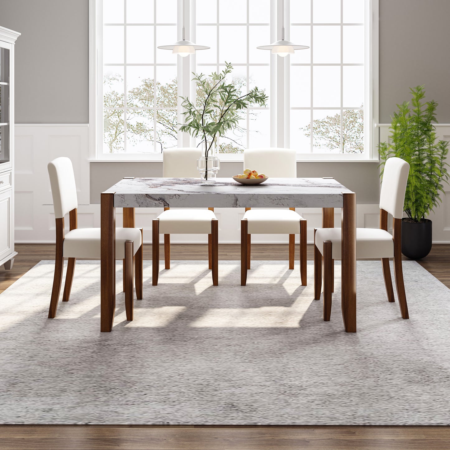 Faux Marble 5-Piece Dining Set