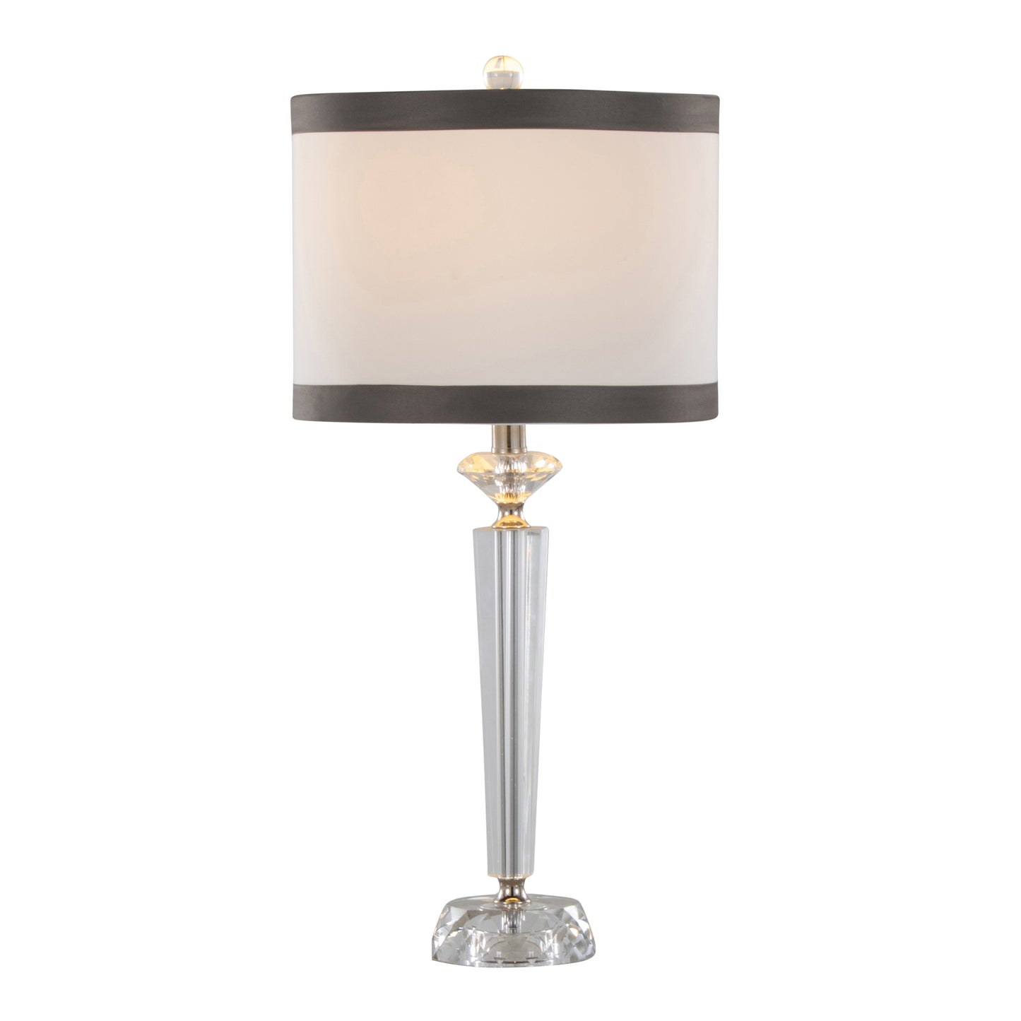 Polished Nickle Torch Off-White Linen Shade with Dark Grey Trim Table Lamp - Set of 2