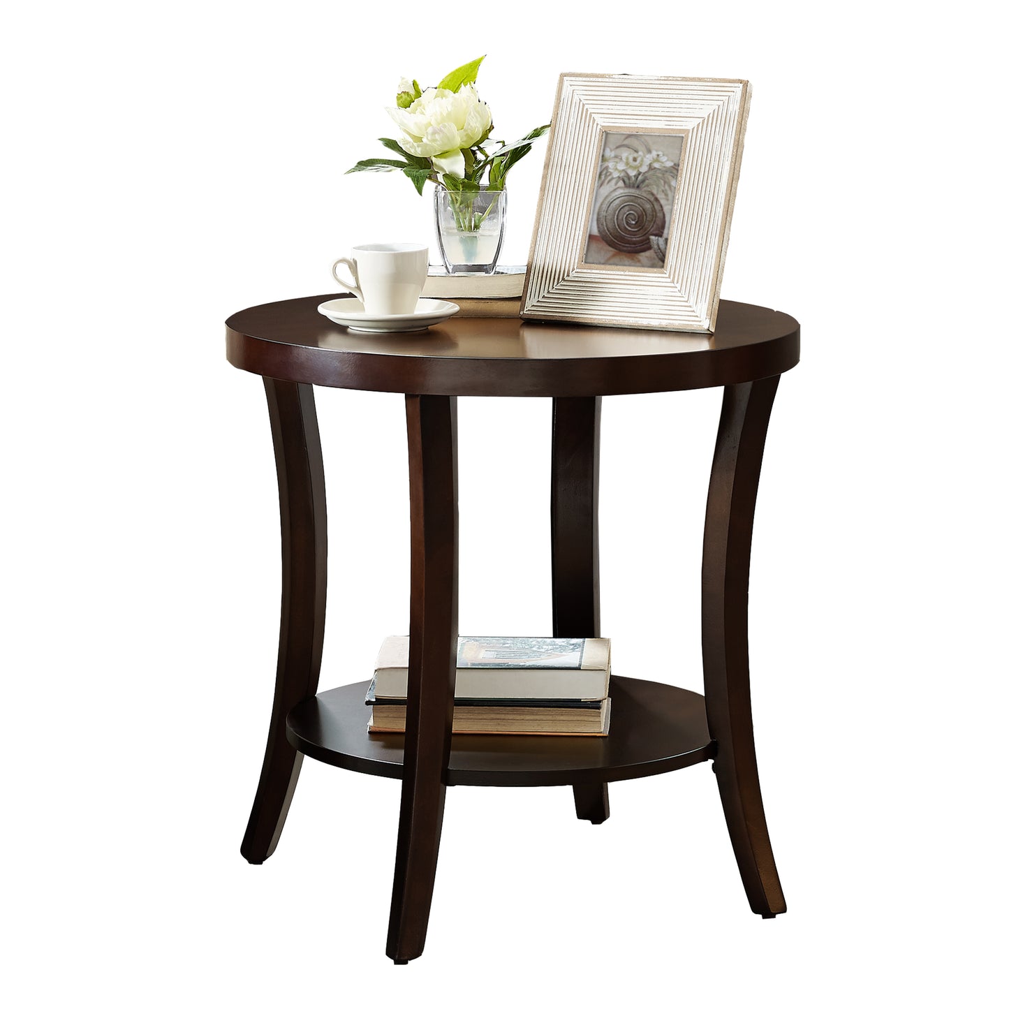 Espresso Oval Shelf End Table