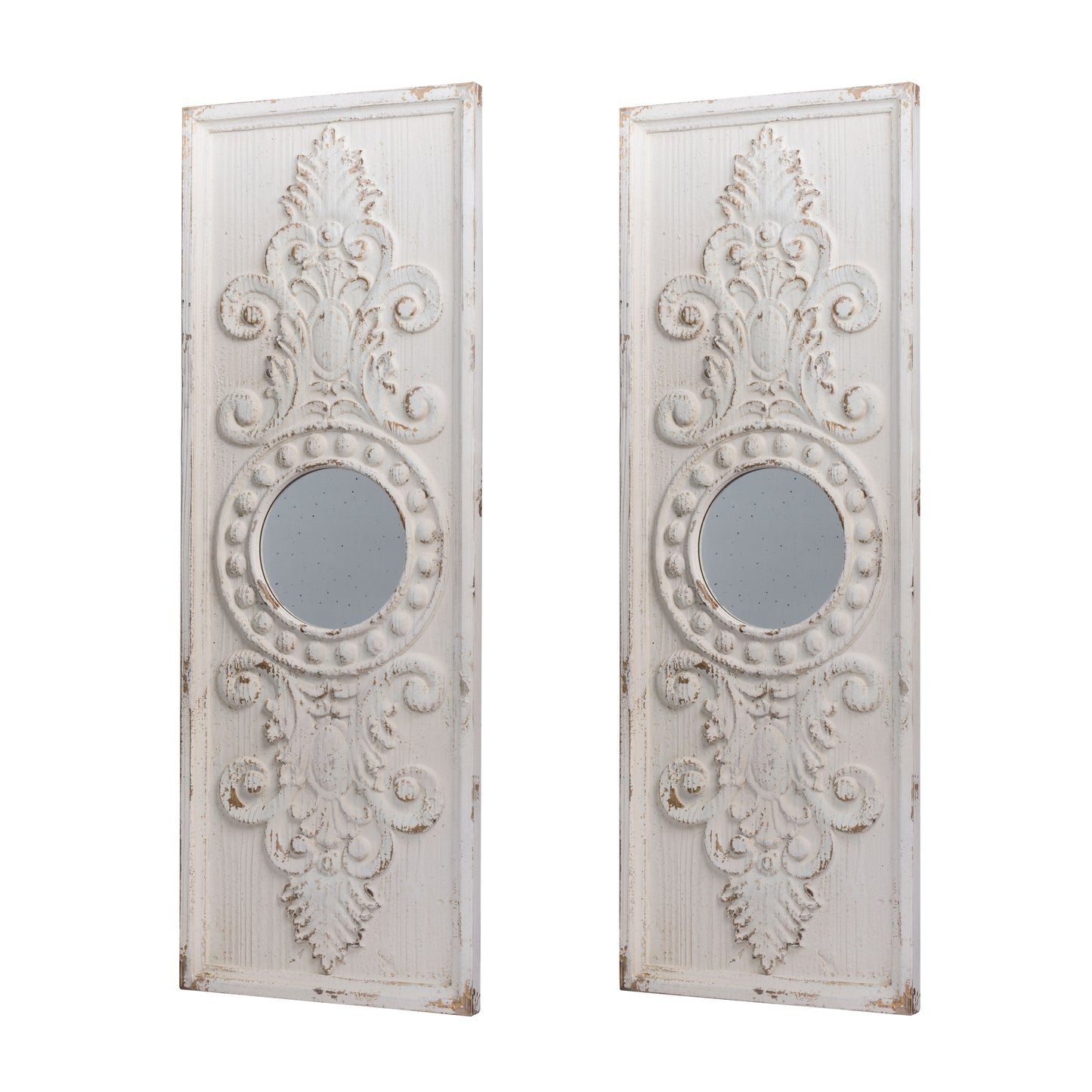 Set of 2 Large White Wooden Wall Panels