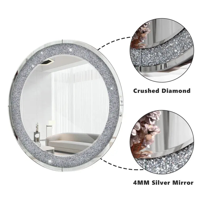 Round Crushed Diamond Wall Mirror