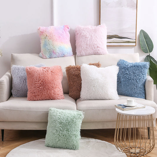 Furry Solid Color Throw Pillow