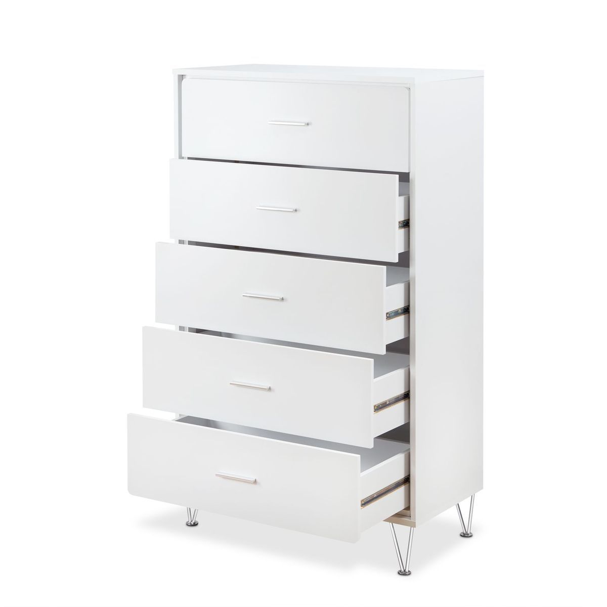 White Deoss 5 Drawer Tall Chest