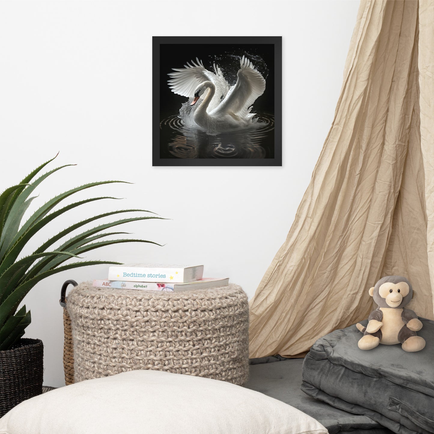 Framed White Swan