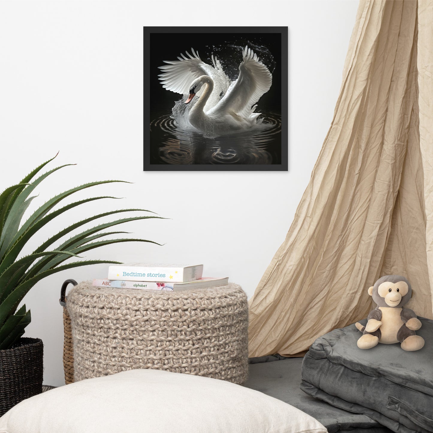 Framed White Swan